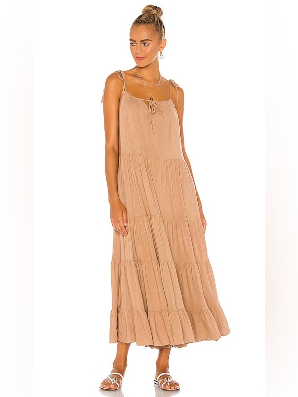 Revolve Majorelle Mia Midi Dress Sleeveless Tiered Transitional